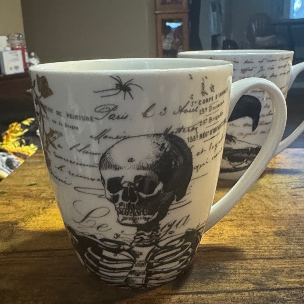Lenox Monochrome Skull and Raven Mugs. Set of 4 - Picture 8 of 8